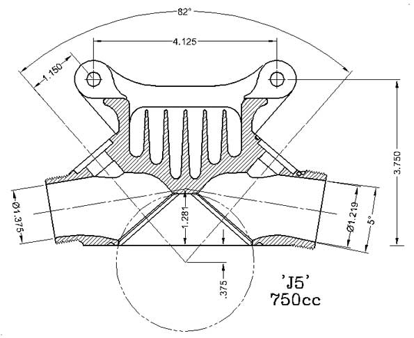 Douglas J5 motorcycle 750cc cylinder head