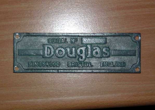 Douglas motorcycle company builders plate